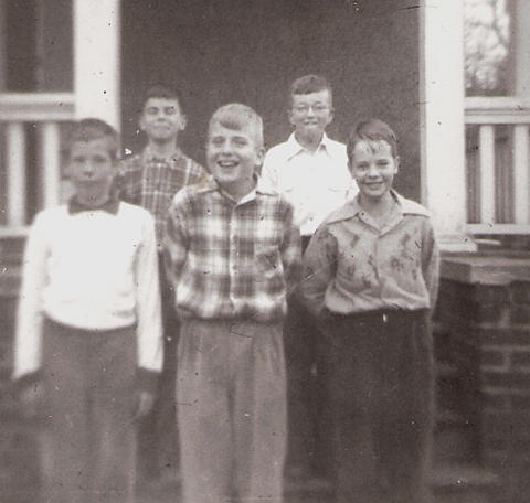 Wiley school classmates Circa 1949 at 740 N. Hawthorne Rd.  By: sammauzy
From L to R  Cowles Lippfert, T.D. Moore, Louis Schwoebel, Madison Mauze, and Martin Nash.